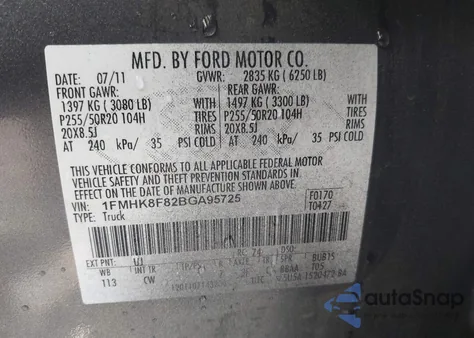 2011 Ford Explorer Limited from USA, damaged, VIN 1FMHK8F82BGA95725